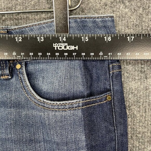 WHBM Jeans Womens 6 Straight Blue 2-Tone Multi‎ Wash Hi Low Raw Hem Cotton Blend - Picture 7 of 15